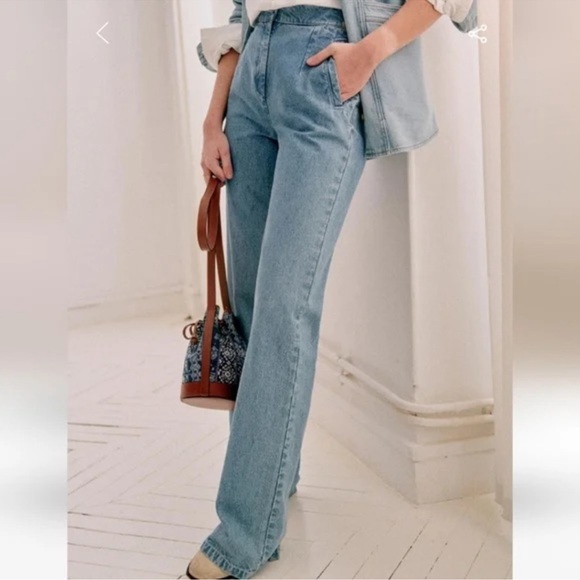 Sezane Martin Trousers in Chambray NWT - Picture 1 of 6